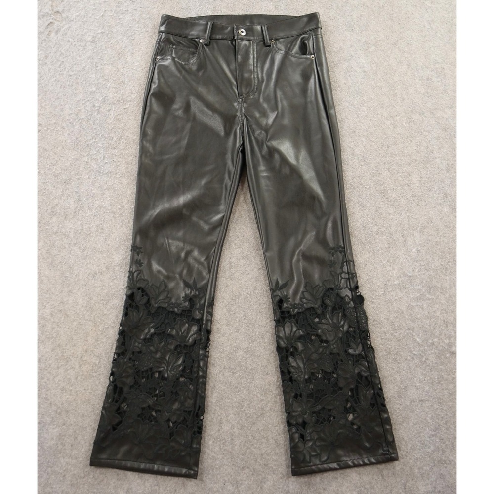 Johnny Was Pants Womens 25 Black Faux leather Jade Eyelet High Rise Boot Cut
